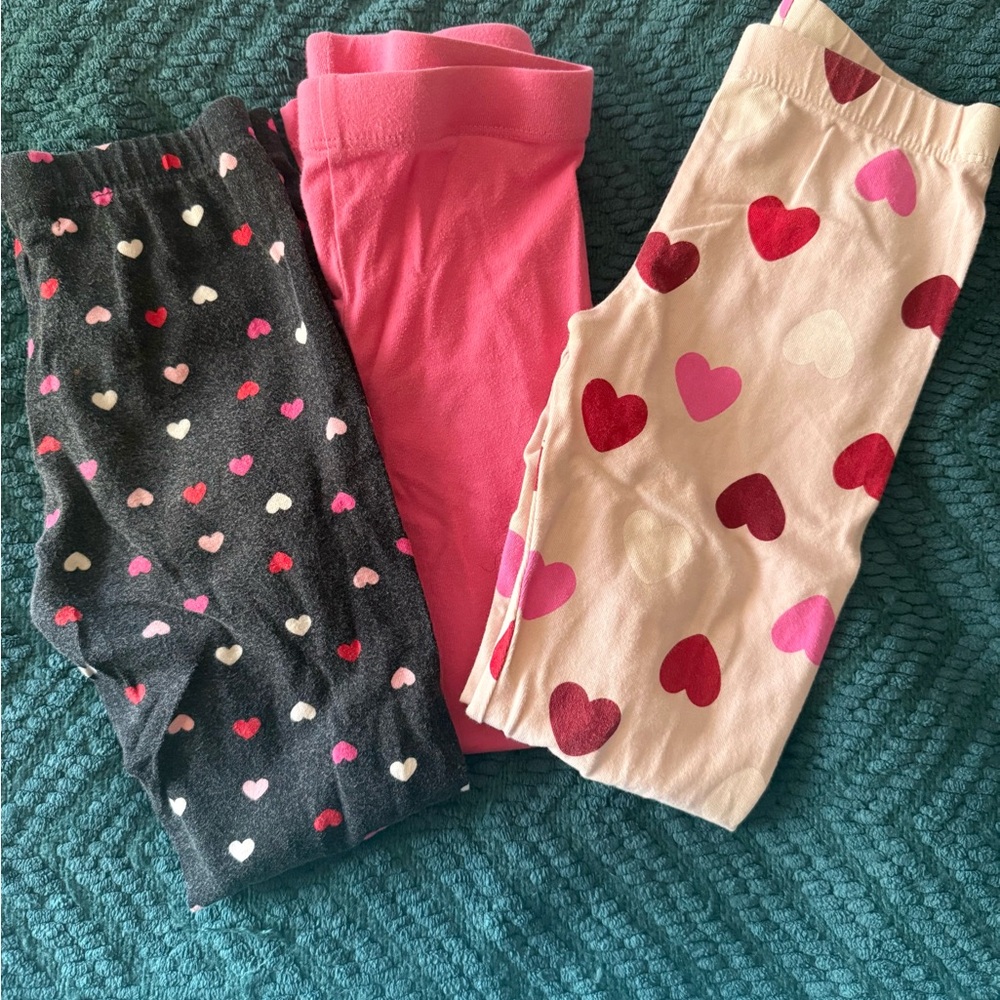 Set of 3- Heart Patterned Leggings Set